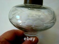 Antique Flint Glass Matched Pr Peg Whale Oil Lamps Burners, EAPG Boston Sandwich