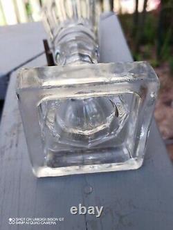 Antique Flint Glass Whale Oil Lamp Double Wick Burner FL Estate