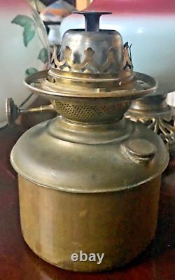 Antique Floral Design GWTW Glass Oil Lamp by Pittsburgh with No Split Success Font