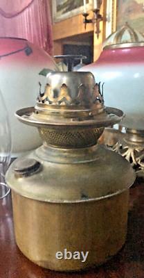 Antique Floral Design GWTW Glass Oil Lamp by Pittsburgh with No Split Success Font