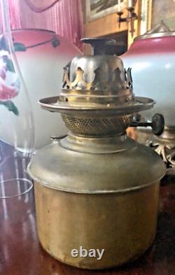 Antique Floral Design GWTW Glass Oil Lamp by Pittsburgh with No Split Success Font