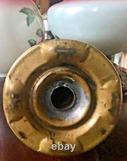Antique Floral Design GWTW Glass Oil Lamp by Pittsburgh with No Split Success Font