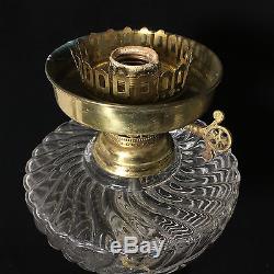 Antique Fostoria Queen Anne Electrified Uranium Glass Oil Lamp, 15H