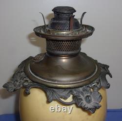 Antique Fostria Glass Floral Globe Parlor Oil Lamp As Is