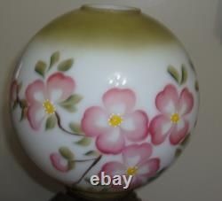 Antique Fostria Glass Floral Globe Parlor Oil Lamp As Is