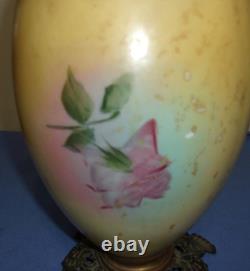 Antique Fostria Glass Floral Globe Parlor Oil Lamp As Is