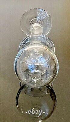 Antique Free Blown Clear Glass Lace Makers Whale Oil Lamp Early 1800s