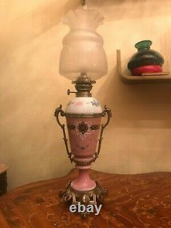Antique French Amazing Beautiful Kerosene Oil Lamp