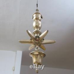 Antique French German Shabbat Hanging Oil Lamp Judenstern Menorah Gilt Judaica