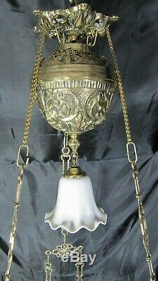 Antique French Kerosene Oil Lamp Mansion Chandelier Hollywood Candles Hanging