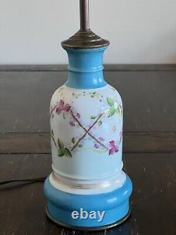 Antique French Oil lamp c1860 Converted- Hand Painted Porcelain