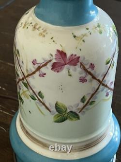 Antique French Oil lamp c1860 Converted- Hand Painted Porcelain