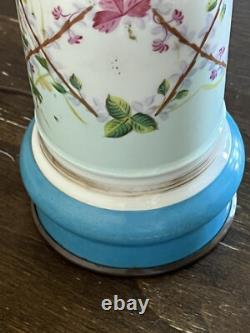 Antique French Oil lamp c1860 Converted- Hand Painted Porcelain