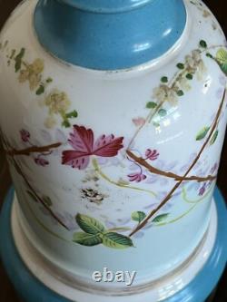 Antique French Oil lamp c1860 Converted- Hand Painted Porcelain