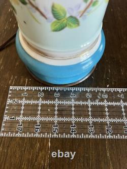 Antique French Oil lamp c1860 Converted- Hand Painted Porcelain