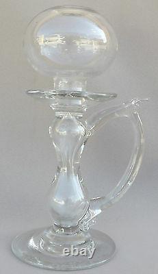 Antique French Provençal Blown Glass Lace Oil Lamp 18th. C