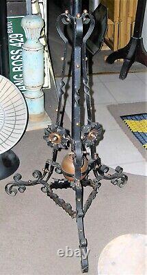 Antique French Victorian Ornate Adj Wrought Iron Oil Floor Lamp NO SHIPPING