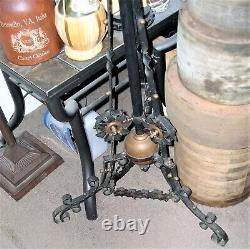 Antique French Victorian Ornate Adj Wrought Iron Oil Floor Lamp NO SHIPPING