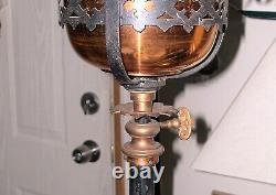 Antique French Victorian Ornate Adj Wrought Iron Oil Floor Lamp NO SHIPPING