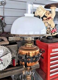 Antique French Victorian Ornate Adj Wrought Iron Oil Floor Lamp NO SHIPPING