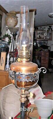 Antique French Victorian Ornate Adj Wrought Iron Oil Floor Lamp NO SHIPPING