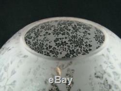 Antique Fully Etched Foliate Glass Globe Duplex Oil Lamp Shade, Very Pale Pink