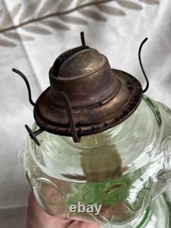 Antique GIANT Kerosene / Oil Lamp Petal Pattern With Funnel