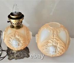 Antique GWTW Baby Face Cherub Electrified Oil Lamp