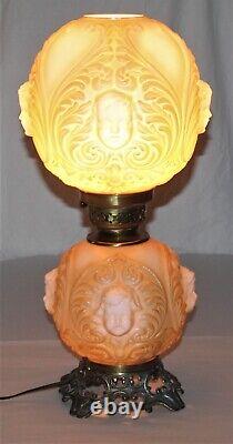 Antique GWTW Baby Face Cherub Electrified Oil Lamp