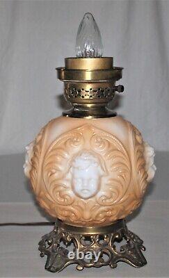 Antique GWTW Baby Face Cherub Electrified Oil Lamp