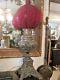 Antique GWTW Banquet Lamp, Dark Red Globe, GORGEOUS