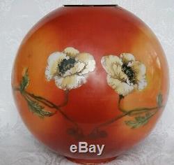 Antique GWTW Banquet Oil Lamp GLOBE Shade Victorian Hand Painted POPPY FLOWERS