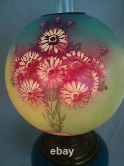 Antique GWTW Hand Painted Electric / Oil Lamp with Thistle 25.5 tall unique