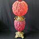 Antique GWTW Lamp Puffy IMPERIAL Red Frosted GLASS Parlor Oil Consolidated 1895