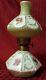 Antique GWTW Miniature Oil Lamp Milk Glass Painted Roses & Trim
