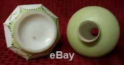 Antique GWTW Miniature Oil Lamp Milk Glass Painted Roses & Trim