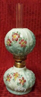Antique GWTW Miniature Oil Lamp Painted Flowers