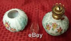 Antique GWTW Miniature Oil Lamp Painted Flowers