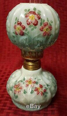 Antique GWTW Miniature Oil Lamp Painted Flowers