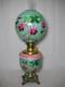 Antique GWTW Oil Lamp Hand Painted Fuchsia and Embossed Design 27 1/2 Gorgeous