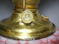 Antique GWTW Oil Lamp Hand Painted Fuchsia and Embossed Design 27 1/2 Gorgeous