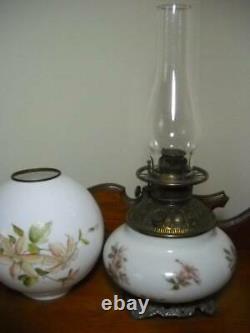 Antique GWTW Oil Lamp with National Burner 19 1/2 Tall Floral Decoration