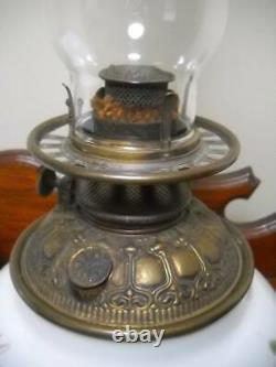 Antique GWTW Oil Lamp with National Burner 19 1/2 Tall Floral Decoration