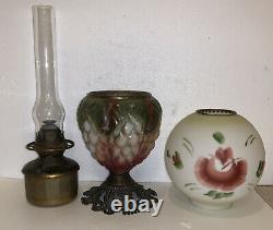 Antique GWTW Success Embossed Floral Oil Lamp With Chimney