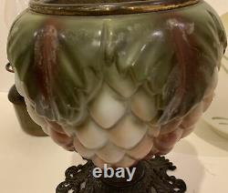Antique GWTW Success Embossed Floral Oil Lamp With Chimney