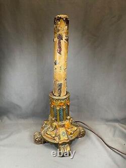 Antique Galvano P. Mori Heavy Bronze Pedestal Oil Lamp Base Electrified