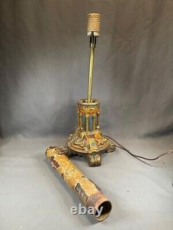 Antique Galvano P. Mori Heavy Bronze Pedestal Oil Lamp Base Electrified