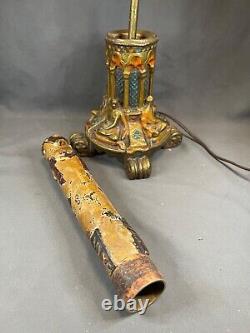 Antique Galvano P. Mori Heavy Bronze Pedestal Oil Lamp Base Electrified