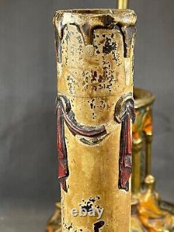 Antique Galvano P. Mori Heavy Bronze Pedestal Oil Lamp Base Electrified