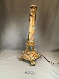 Antique Galvano P. Mori Heavy Bronze Pedestal Oil Lamp Base Electrified